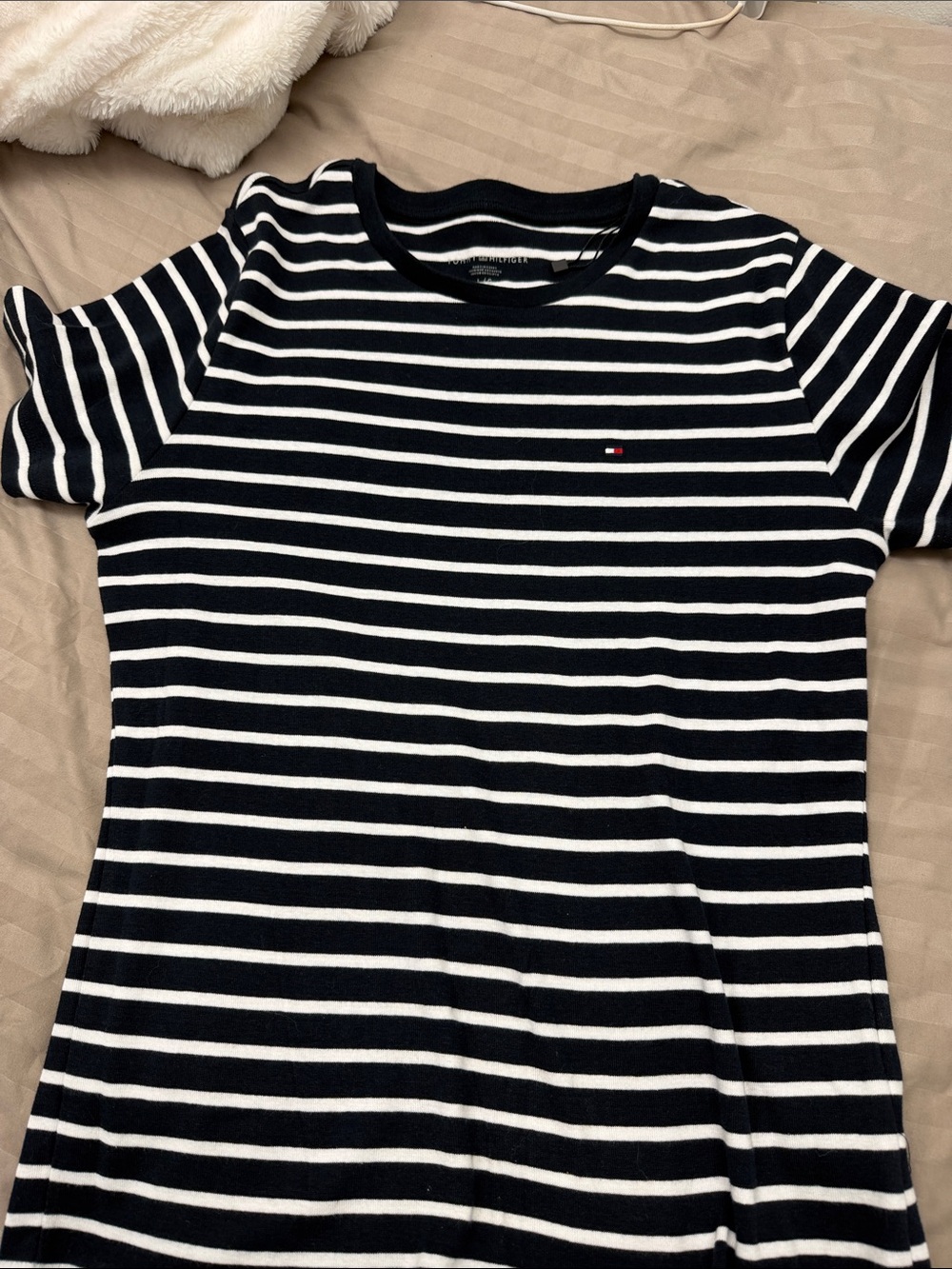 Tommy Hilfiger Navy & White Striped Short Sleeve Tee